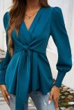 Chic Long Sleeve Waist Tie Blouse