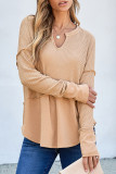 Waffle V Neck Long Sleeved Tops