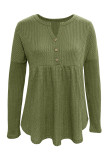 Solid Color Long Sleeved V-Neck Knitted Top