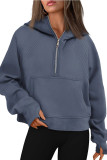 Fleece Half Zipper Hooded Sports Sweatshirt