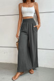 Casual Drawstring Elastic Waist Wide Leg Pants