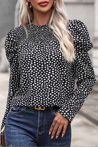 Puff Sleeve Leopard Print Long Sleeved Shirt