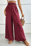 Casual Drawstring Elastic Waist Wide Leg Pants