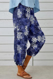 Cotton Linen High Waisted Retro Printed Pants