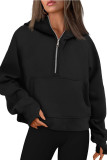 Fleece Half Zipper Hooded Sports Sweatshirt