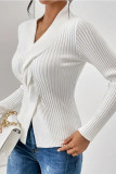 Solid Color Sim Fit Twist Sweater
