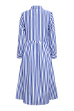 Striped Long Sleeved Button Shirt Dress