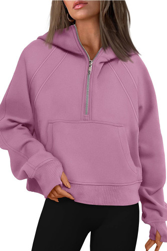 Fleece Half Zipper Hooded Sports Sweatshirt