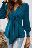 Chic Long Sleeve Waist Tie Blouse