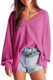 Waffle Lantern Sleeve V-Neck Shirt