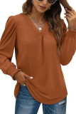 Solid Color V-Neck Long Sleeved Loose Shirt