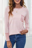Striped Printed Round Neck Loose T-Shirt