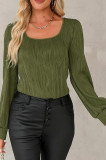 Knitted U-Neck Long Sleeved T-Shirt