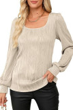 Knitted U-Neck Long Sleeved T-Shirt