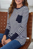 Striped Printed Round Neck Loose T-Shirt
