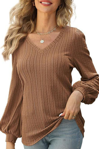 V-Neck Long Sleeved Loose T-Shirt