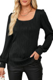 Knitted U-Neck Long Sleeved T-Shirt