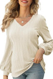 V-Neck Long Sleeved Loose T-Shirt