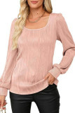 Knitted U-Neck Long Sleeved T-Shirt
