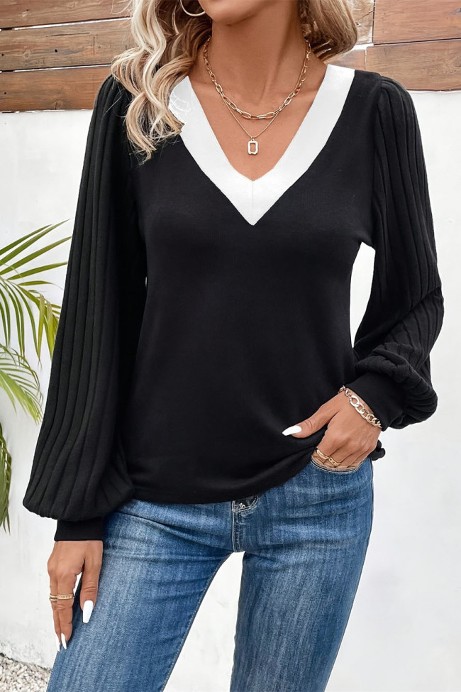 V-Neck Women's Long Sleeved T-Shirt