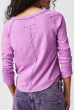 Solid Color U-Neck Long Sleeved T-Shirt