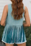 Tassel Sleeveless Vest 70s Hippie Faux Suede Fringe Jacket Cardigan