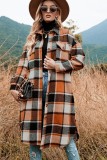  Plaid Print Flap Pocket Long Sleeve Shacket