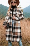 Plaid Print Flap Pocket Long Sleeve Shacket