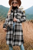  Plaid Print Flap Pocket Long Sleeve Shacket