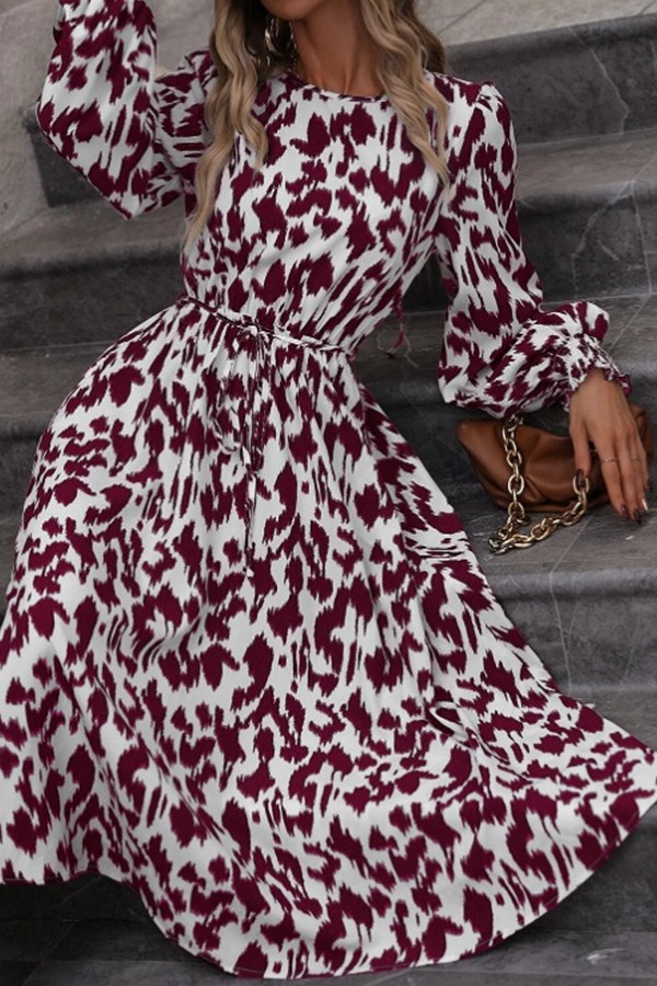 Chic Long Sleeve Leopard Dress