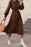 Chic Long Sleeve Leopard Dress