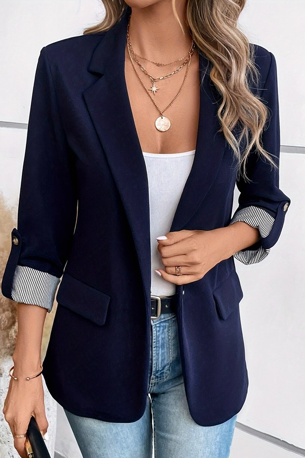 Chic Sleeve Rolled Sold Blazers