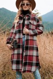  Plaid Print Flap Pocket Long Sleeve Shacket