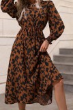 Chic Long Sleeve Leopard Dress