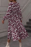 Chic Long Sleeve Leopard Dress