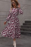 Chic Long Sleeve Leopard Dress