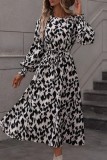 Chic Long Sleeve Leopard Dress