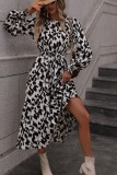 Chic Long Sleeve Leopard Dress