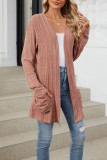 Solid Color Long Sleeved Cardigan Sweater