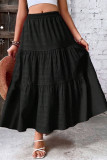 Solid Color Pleated Casual Skirt