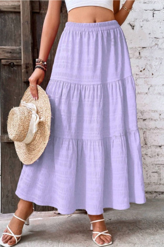 Solid Color Pleated Casual Skirt
