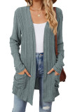 Solid Color Long Sleeved Cardigan Sweater