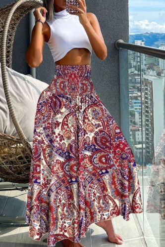 High Waisted Retro Printed Wide Leg Pants