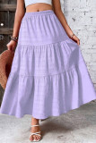 Solid Color Pleated Casual Skirt