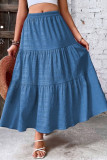 Solid Color Pleated Casual Skirt
