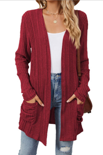 Solid Color Long Sleeved Cardigan Sweater