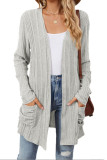 Solid Color Long Sleeved Cardigan Sweater
