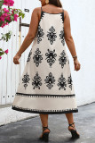 Hollow Out Sleeveless Printed Dress