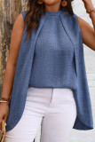Irregular Design Semi High Neck Sleeveless Shirt