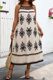 Hollow Out Sleeveless Printed Dress